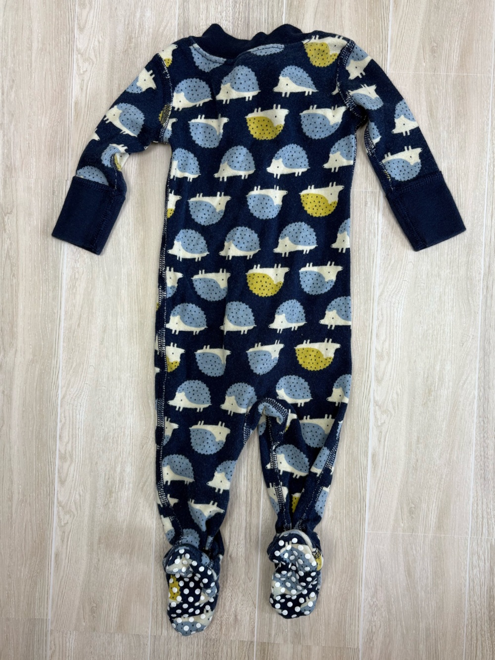 Hanna Andersson Hedgehogs on Navy Print Knit Kids One-Piece Scandi Whimsical EUC - Picture 3 of 8